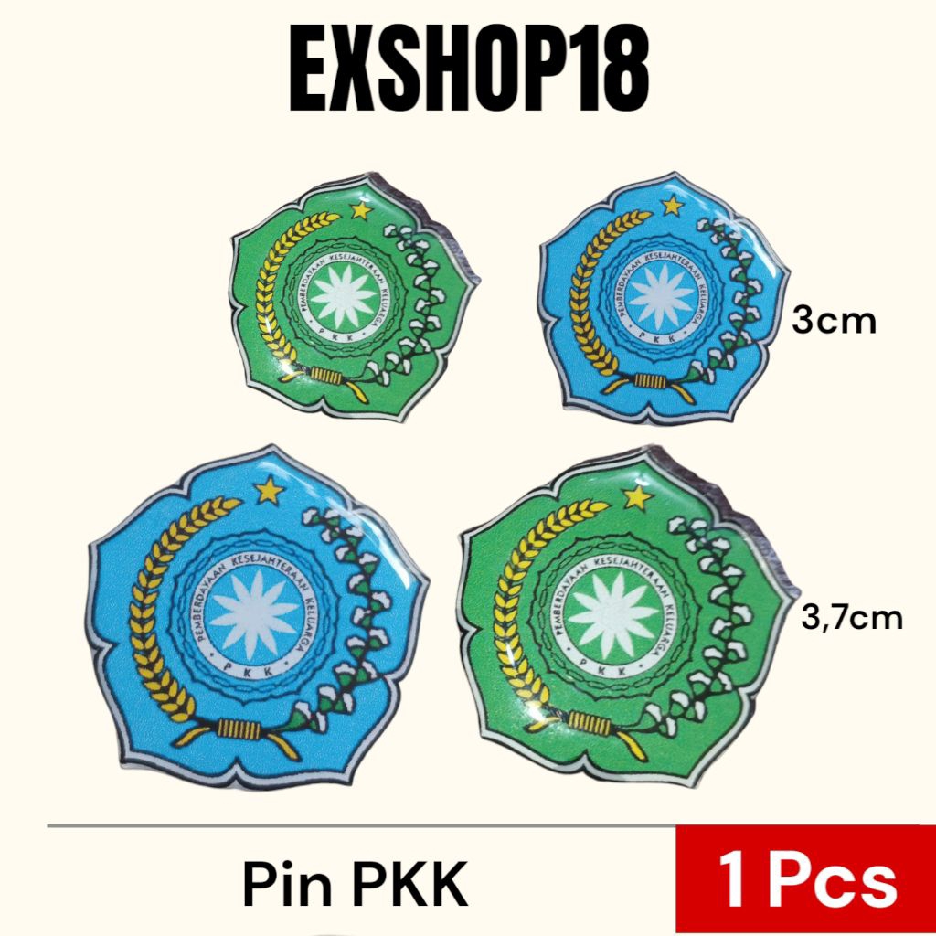 Pin Bros PKK Biru & Hijau / Pin Aksesoris Logo PKK Lapis Resin