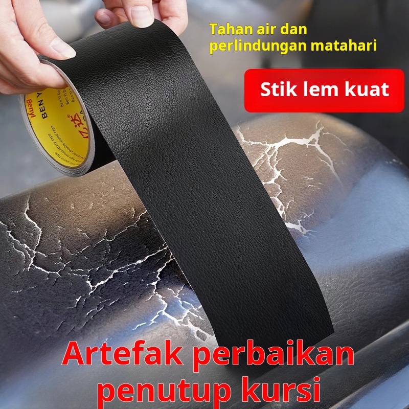 Bantalan jok mobil listrik perekat diri kulit asli sofa kulit samping tempat tidur stiker perbaikan 