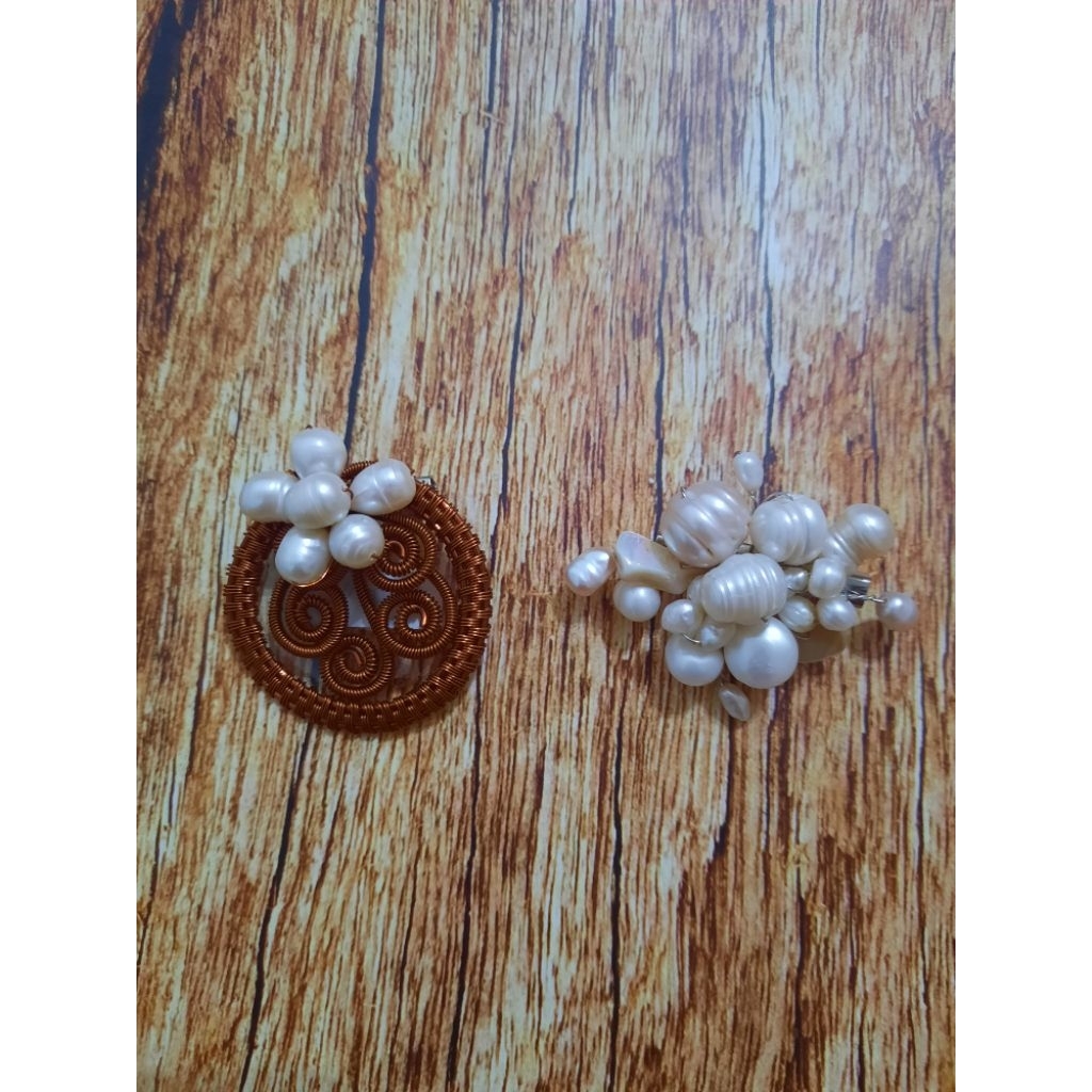 paket bros mutiara wire tembaga/ bros hijab mutiara