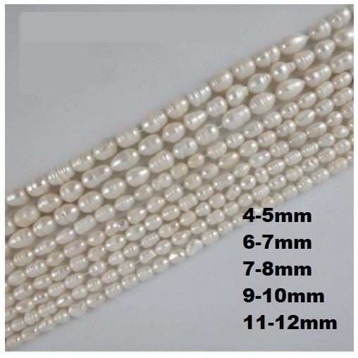Mutiara Air Tawar Model Oval Uk 4 - 12mm Harga/String