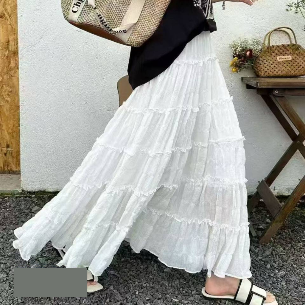 Rok Panjang Plisket Bertingkat Kasual