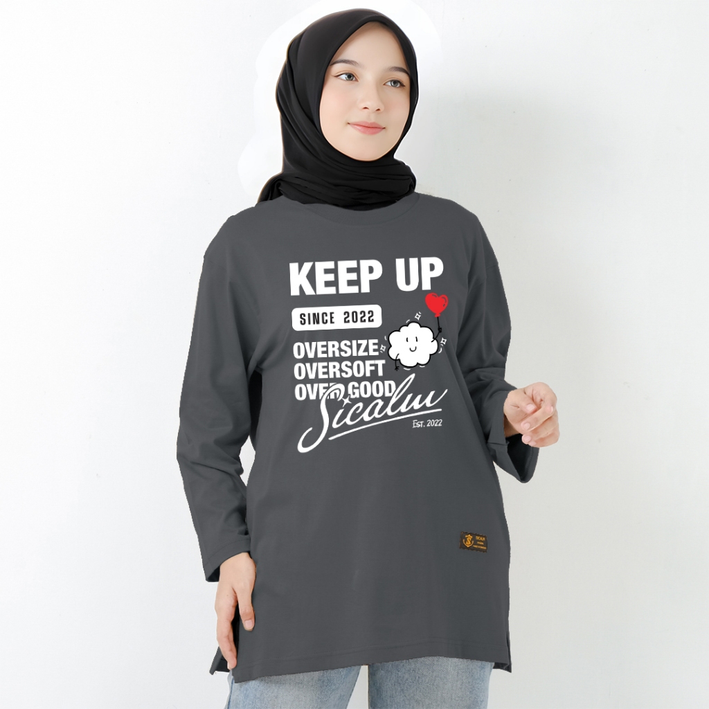 kaos oversize wanita lengan panjang atasan jumbo kaos motif lengan panjang wanita adem tebal premium