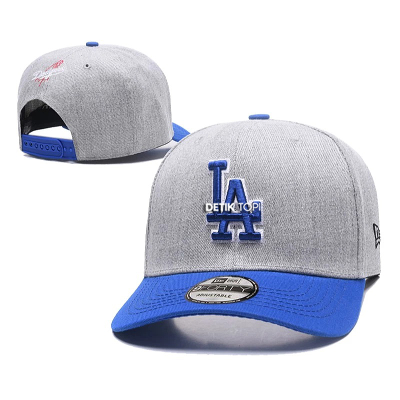 Topi LA Los Angeles Dodgers Abu Biru Grey Blue Logo Bordir Baseball Cap