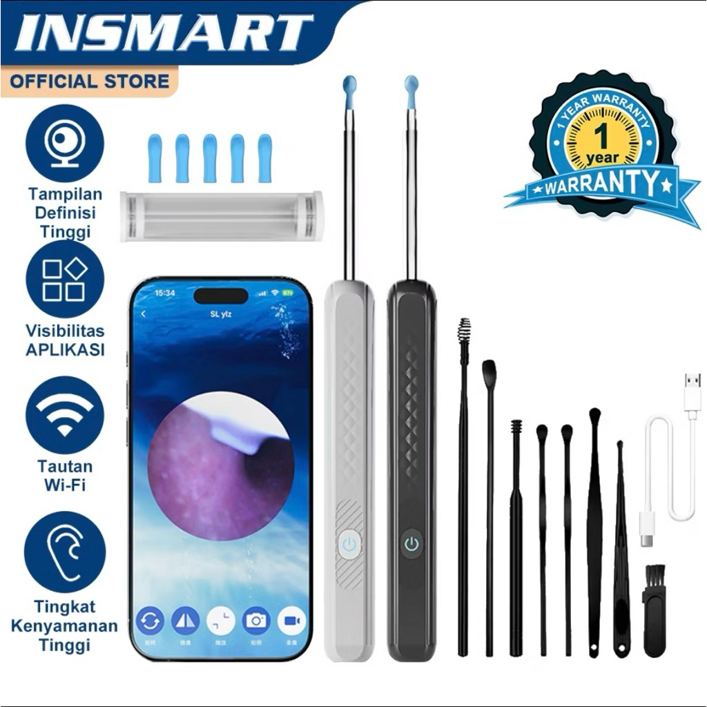 INSMART Korek Kuping Kamera LED Smart Pembersih Telinga Korek Kuping Kamera Led korek Kuping Alat Pe