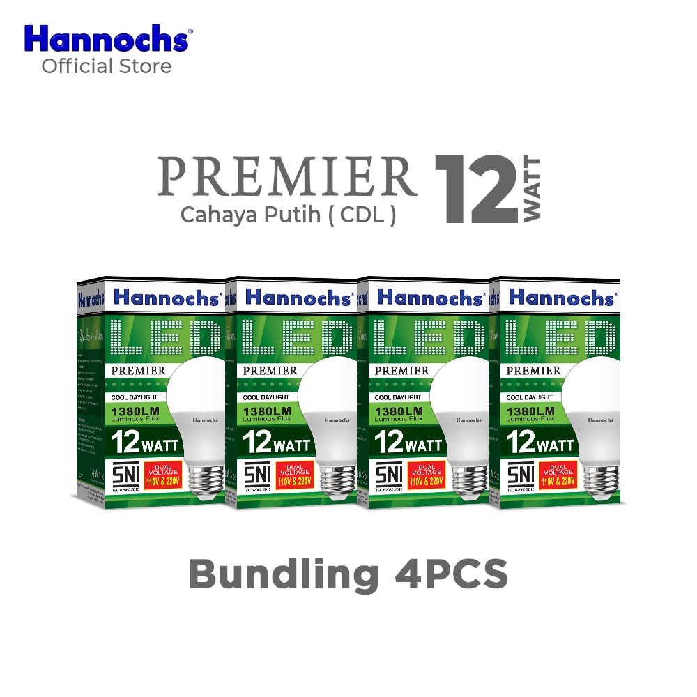 Hannochs Lampu LED Premier 12 watt Cahaya Putih (Paket 4 PCS)