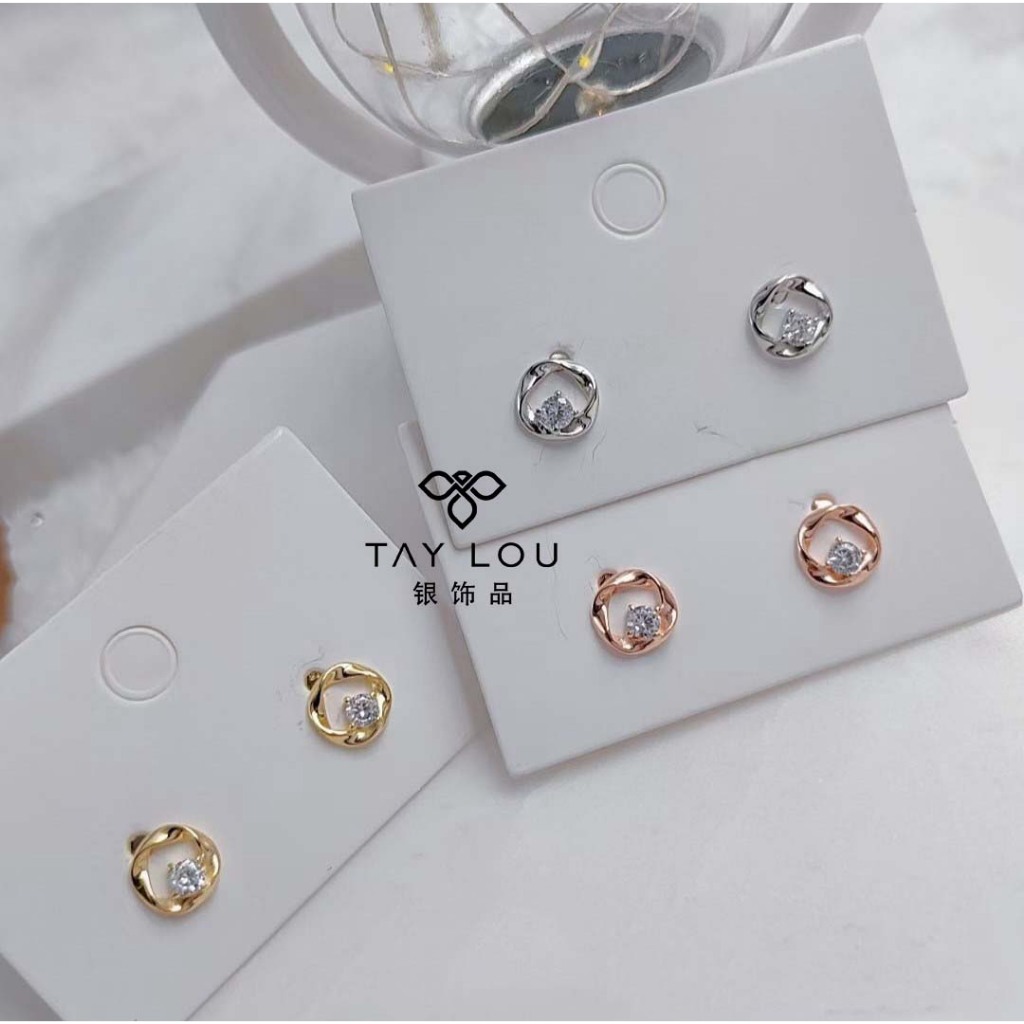 Anting Perak 925 Wanita Lapis Emas Putih / Emas 18 K / Rose Gold - Korean Style Sterling Silver Earr
