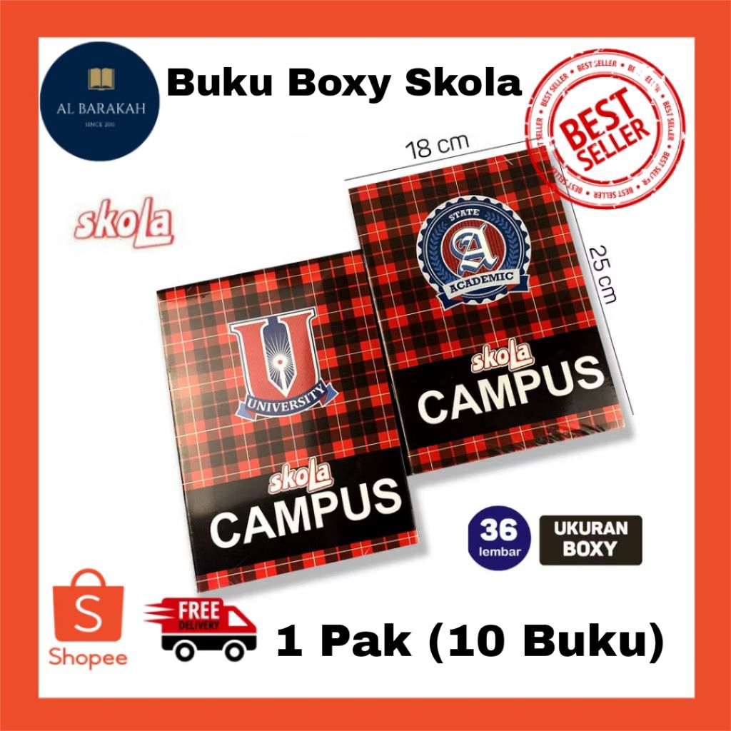 

1 Pak (10 Buku) !!! Boxy Campus Skola By Sidu 36 Lembar Buku Tulis Lembar Kertas Tebal Big Boss / Bigboss Skola By SIDU