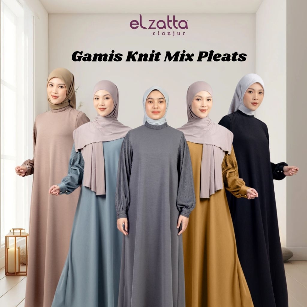 ELZATTA GAMIS ELZATTA GAMIS KNIT MIX PLEATS BAHAN KNIT PREMIUM KATUN TOYOBO NARINA ELZATA GAMIS ELZA