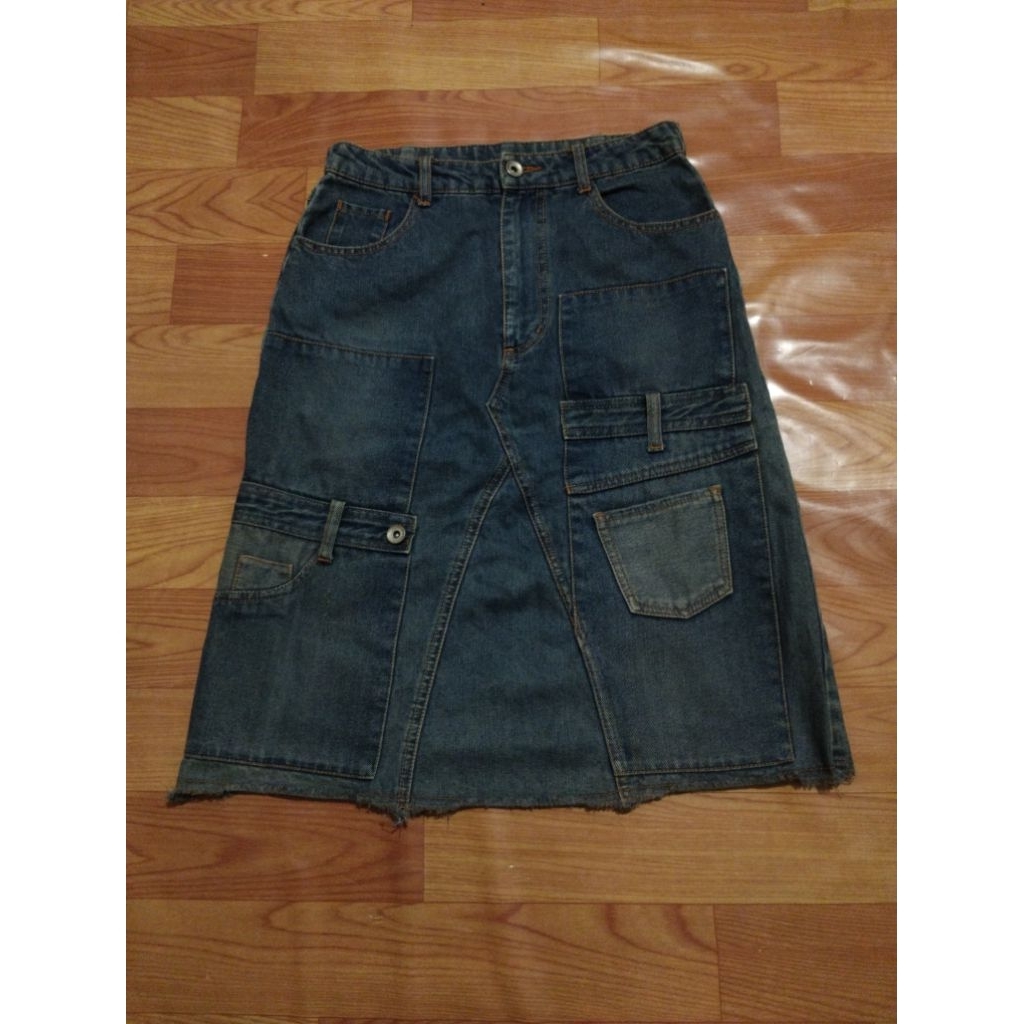 Japanese Brand Recontruction Skirt Denim