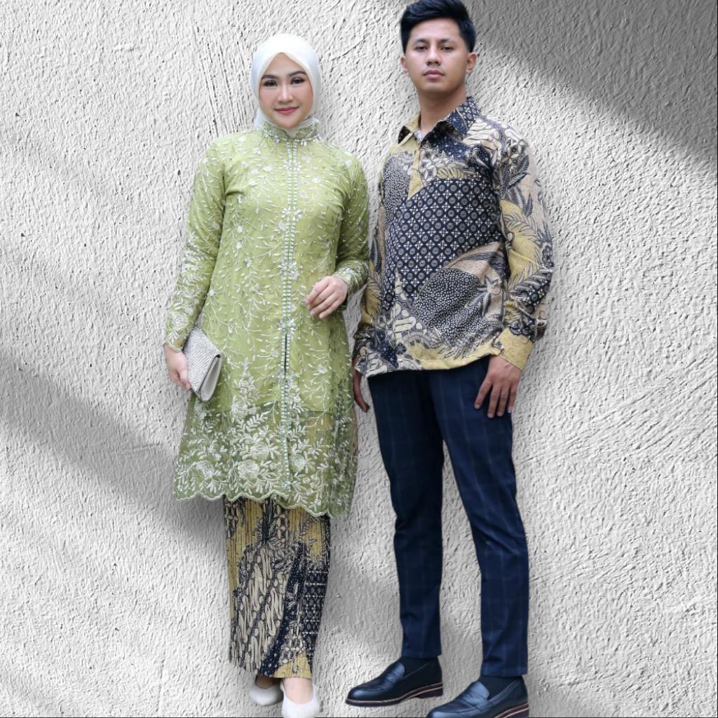 couple kebaya kimono tunik kurung tille payet size jumbo ada ld 130 dan kemeja pria batik lengan pan