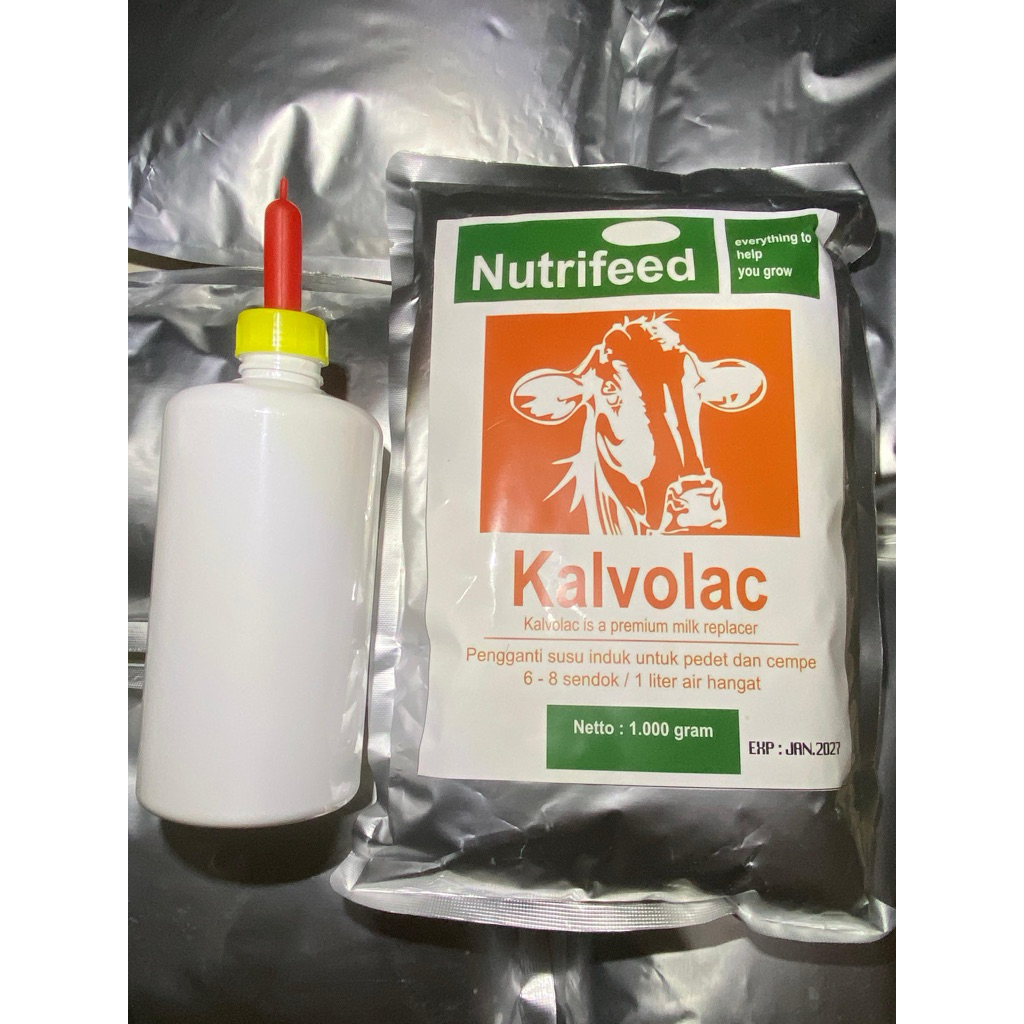 susu KALVOLAC dan DOT kemasan 1kg susu pengganti induk untuk sapi/kambing dan botol dot 500ml