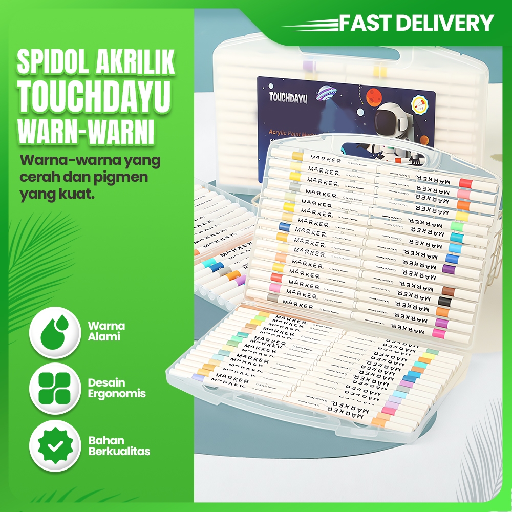 

Spidol Akrilik Set 24 Warna Acrylic Marker Brush Pen DIY Highlight Drawing Color