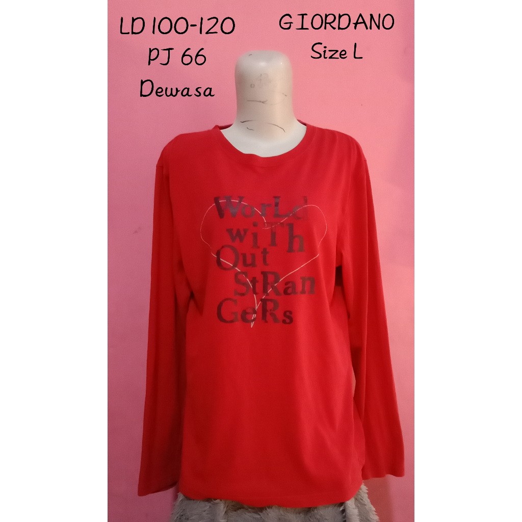 Kaos lengan panjang  wanita dewasa GIORDANO