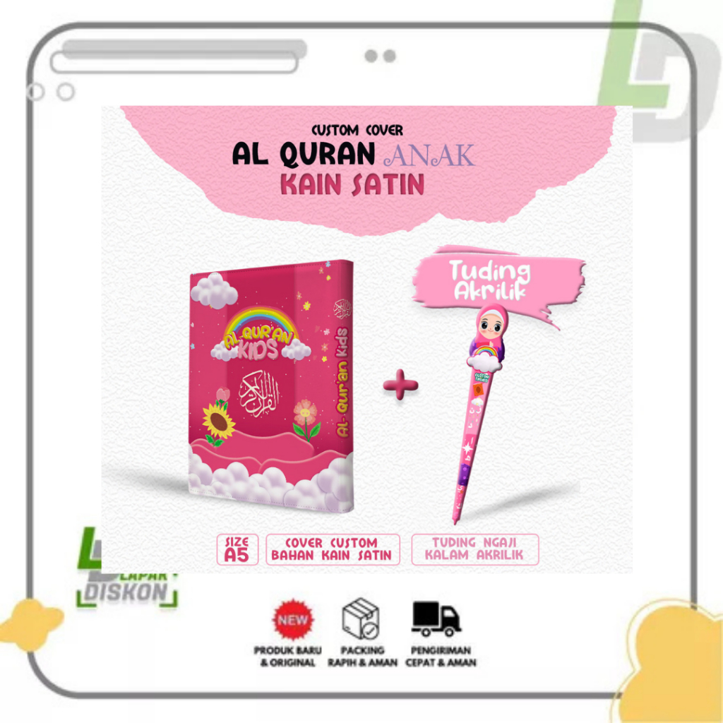 

LD - Cover Al-quran Desain Anak Hanya Cover saja Bisa Custom Pakai Nama tanpa al-quran ukuran A5 Bahan Satin ( Banyak Varian Pink Matahari )