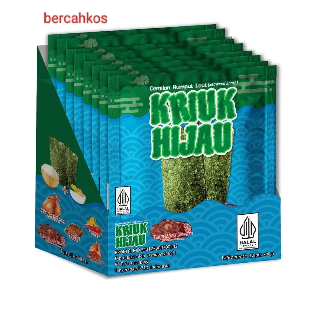 

nori kriuk hijau 1 dus isi 12 pcs