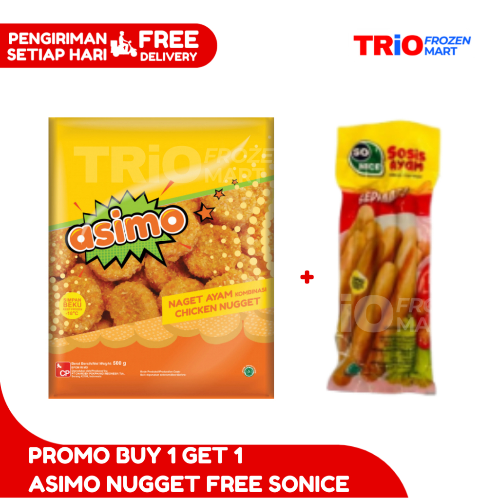 

PROMO BUY 1 GET 1 ASIMO NUGGET 250GR FREE SO NICE SOSIS
