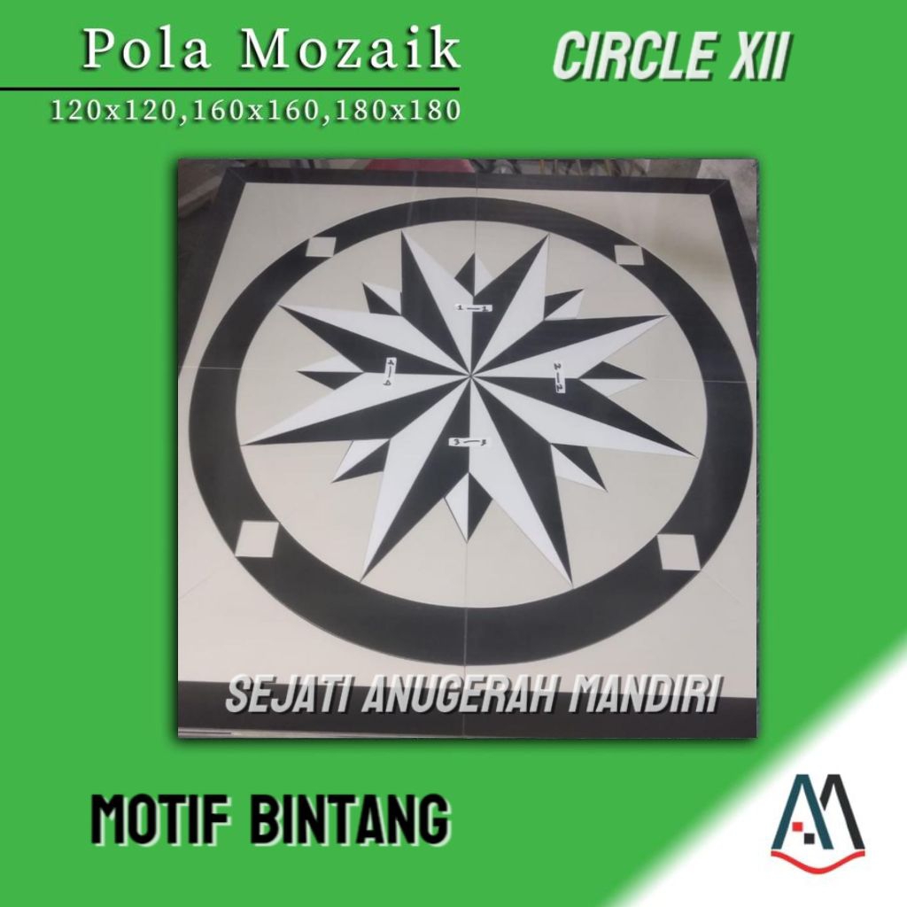 granit pola mozaik motif bintang ukuran 120x120 - circle XII