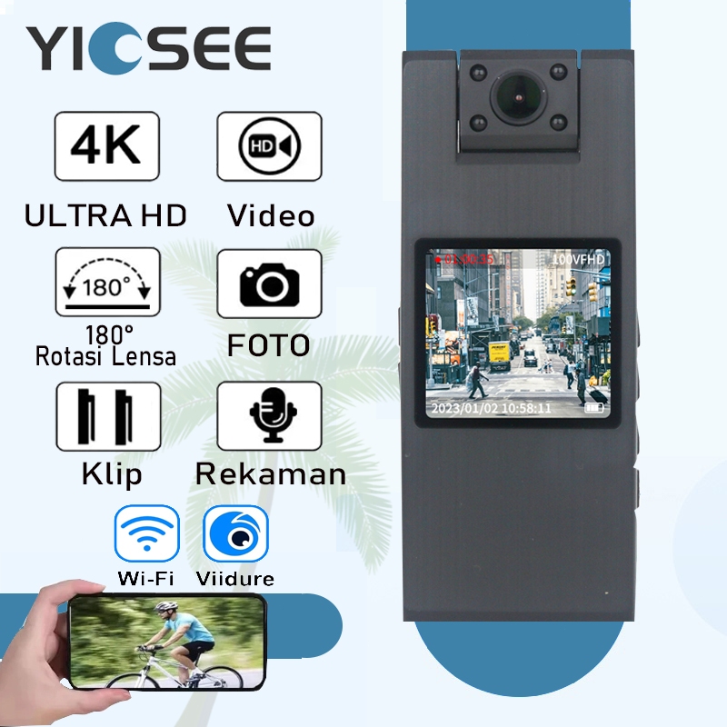 Yicsee Wifi action camera 4k Kamera Motor VLog Cam 360 Kamera Olahraga Untuk Merekam Rapat