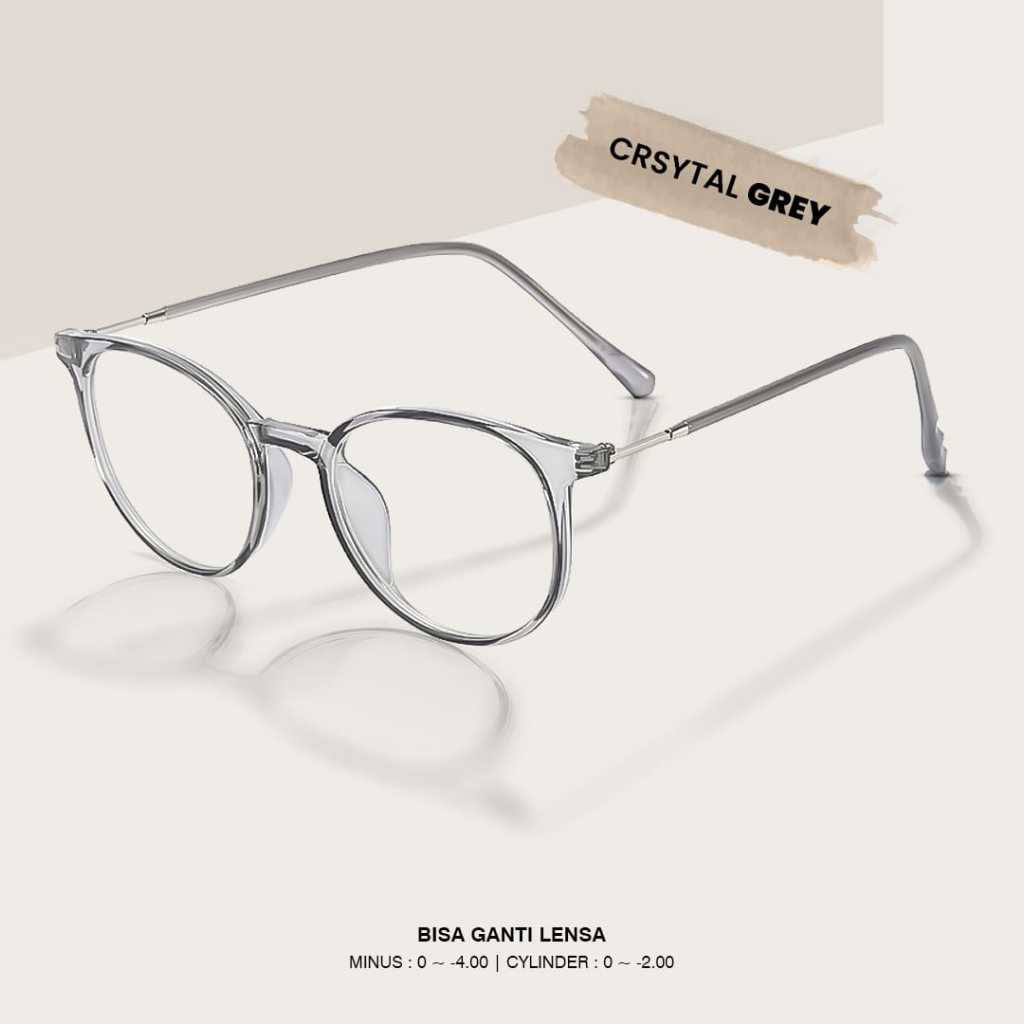 Gently Morley Kacamata Fashion Anti Radiasi Blueray Photocromic Minus Bulat TR-90 Metal Pria Wanita 