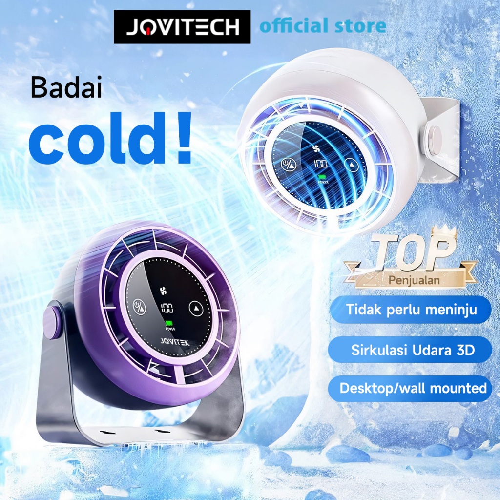 Jovitech FN35 Portable Desktop Mini Fan USB Kipas Angin Touchscreen LED 105° Rotatable Mode Senyap K
