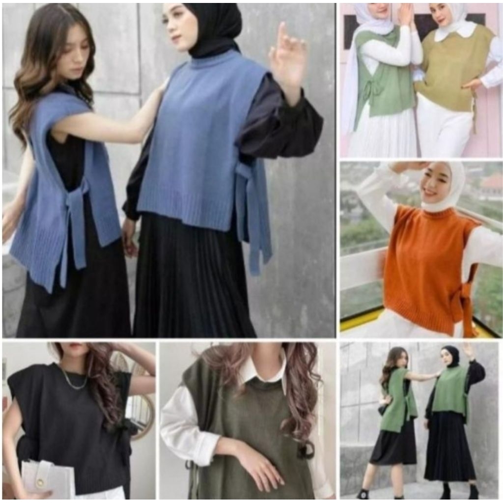 F (F6) OUTER VEST RAJUT TALI PINGGIR / ROMPI RAJUT PREMIUM