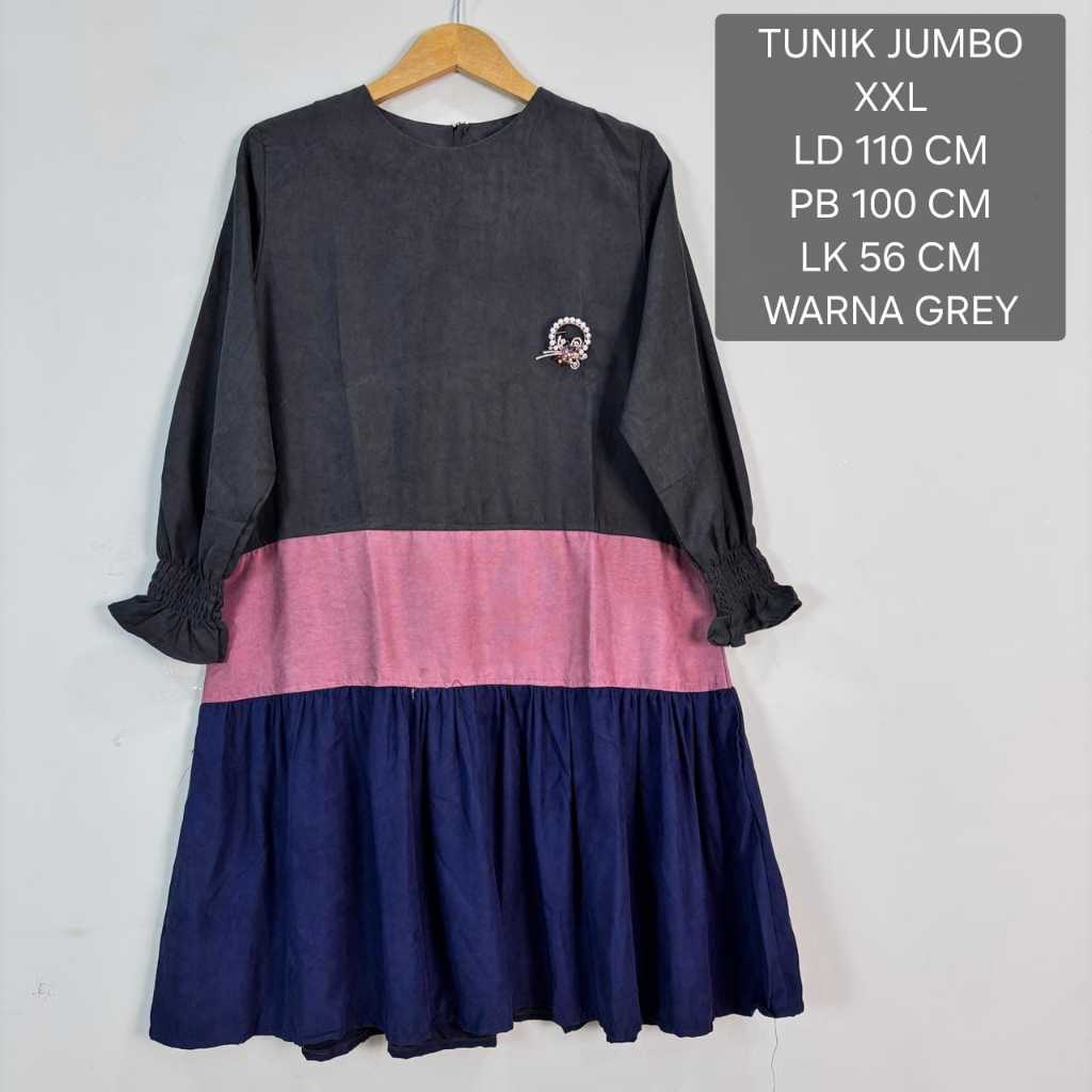 Tunik Jumbo Ld 110 Cm Model Kekinian Kombinasi Warna