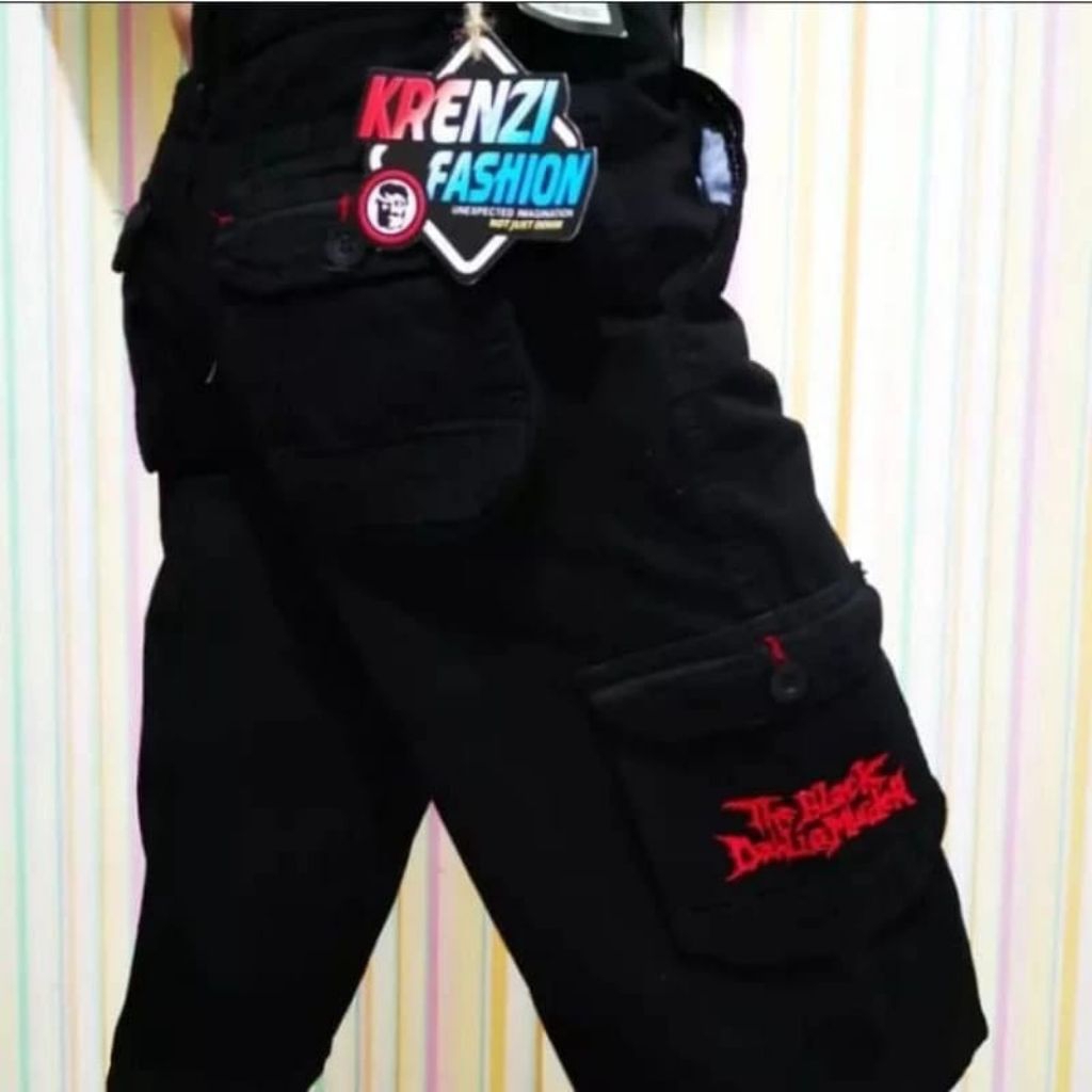 Celana Pendek Cargo pria black metal