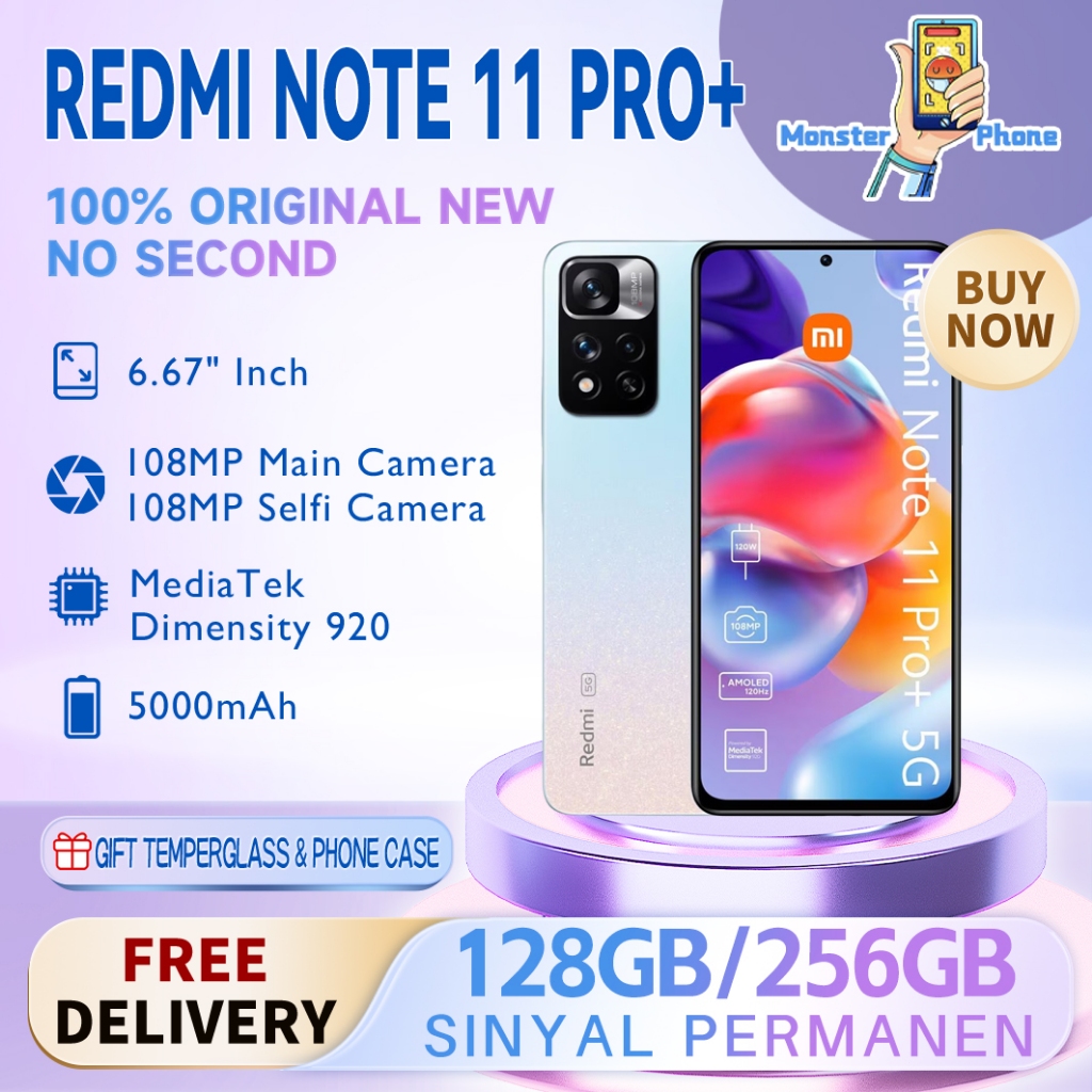 Xiaomi Redmi Note 11 Pro+ 5G 6/128GB 8/128GB 8/256GB Sinyal Permanen New Original100% Inter Android 