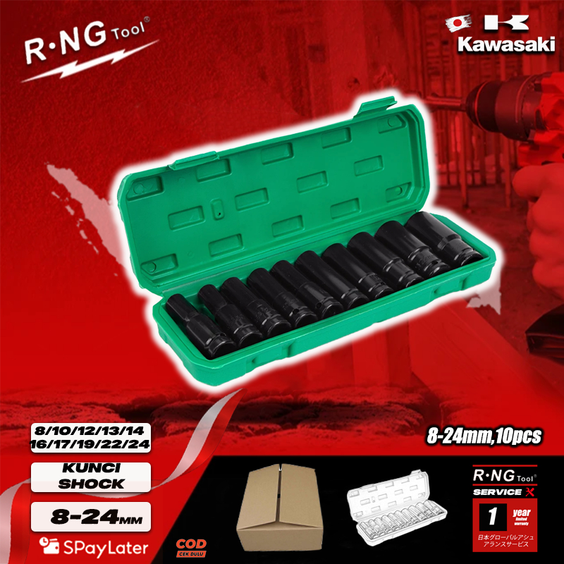 【7 days return】Kunci Shock 8-24mm 10pcs KUNCI SHOCK SET MATEKIRIO IMPACT TEKIRO 1/2
