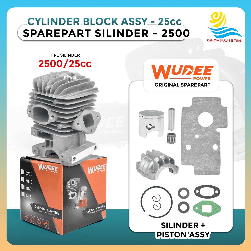 Cylinder Assy Chainsaw 2500/25cc // Blok Mesin Silinder Piston Chainsaw- Sparepart Gergaji Kayu