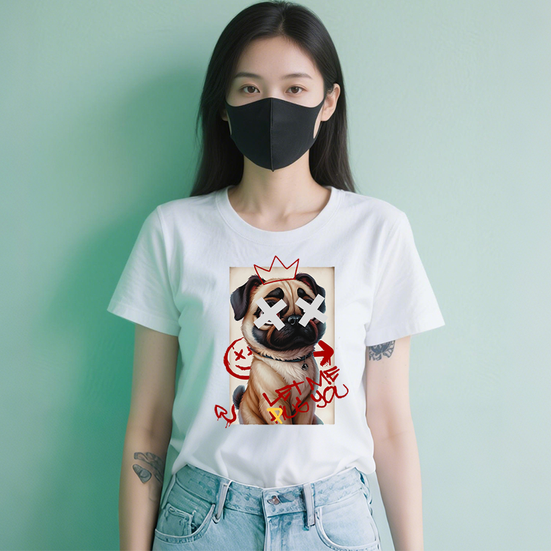 Kaos Putih Dog Kucing Hitam Kaos Putih Gantungan Kucing dengan Foto