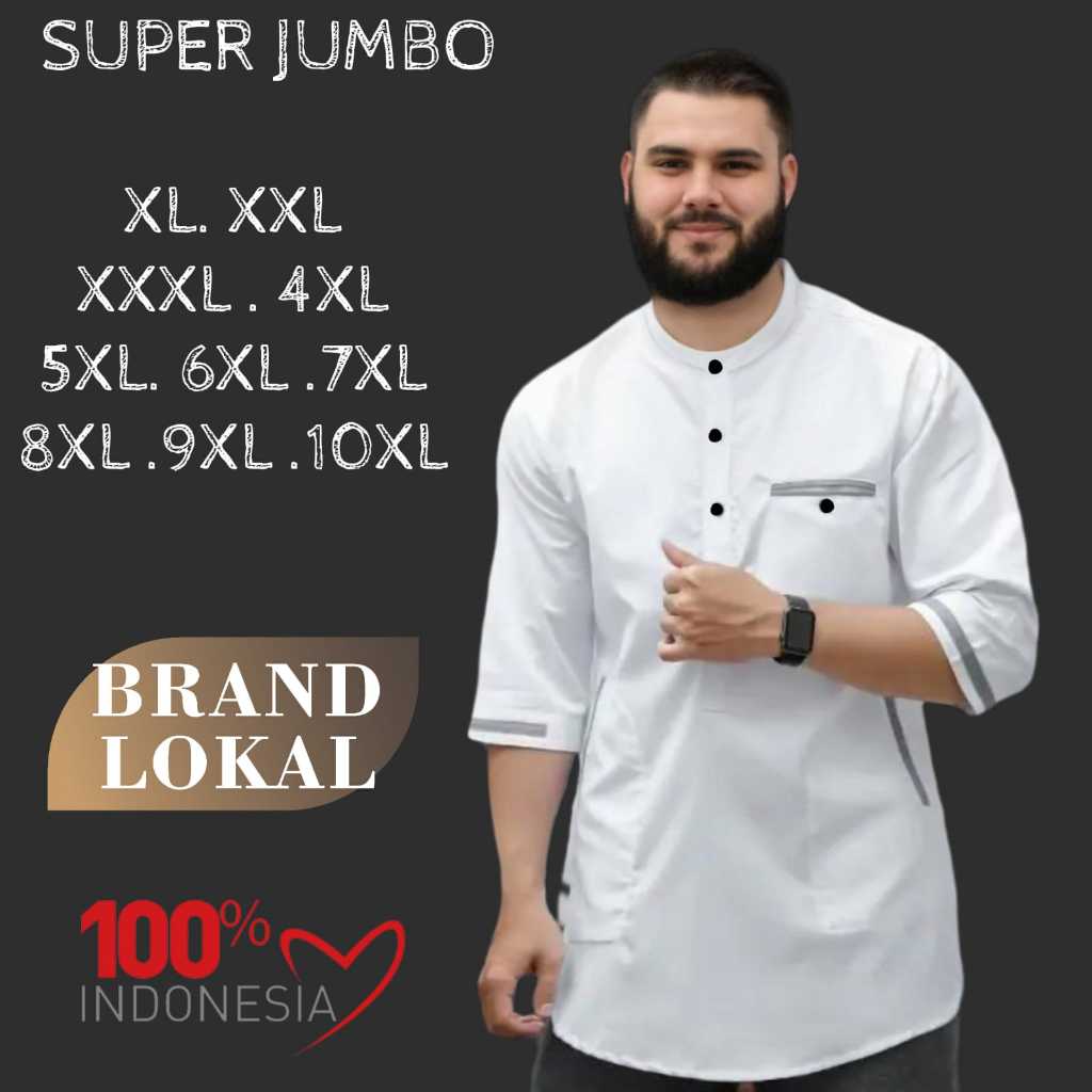 Baju Koko Kurta Dewasa Lengan 3/4 / Kemeja Koko Kurta Size S-8XL