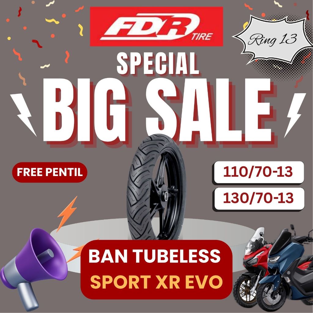 BAN FDR SPORT XR EVO TUBLESS FREE PENTIL | RING 14/17/13 { 80/80-14 | 90/80-14 | 100/80-14 | 80/90-1