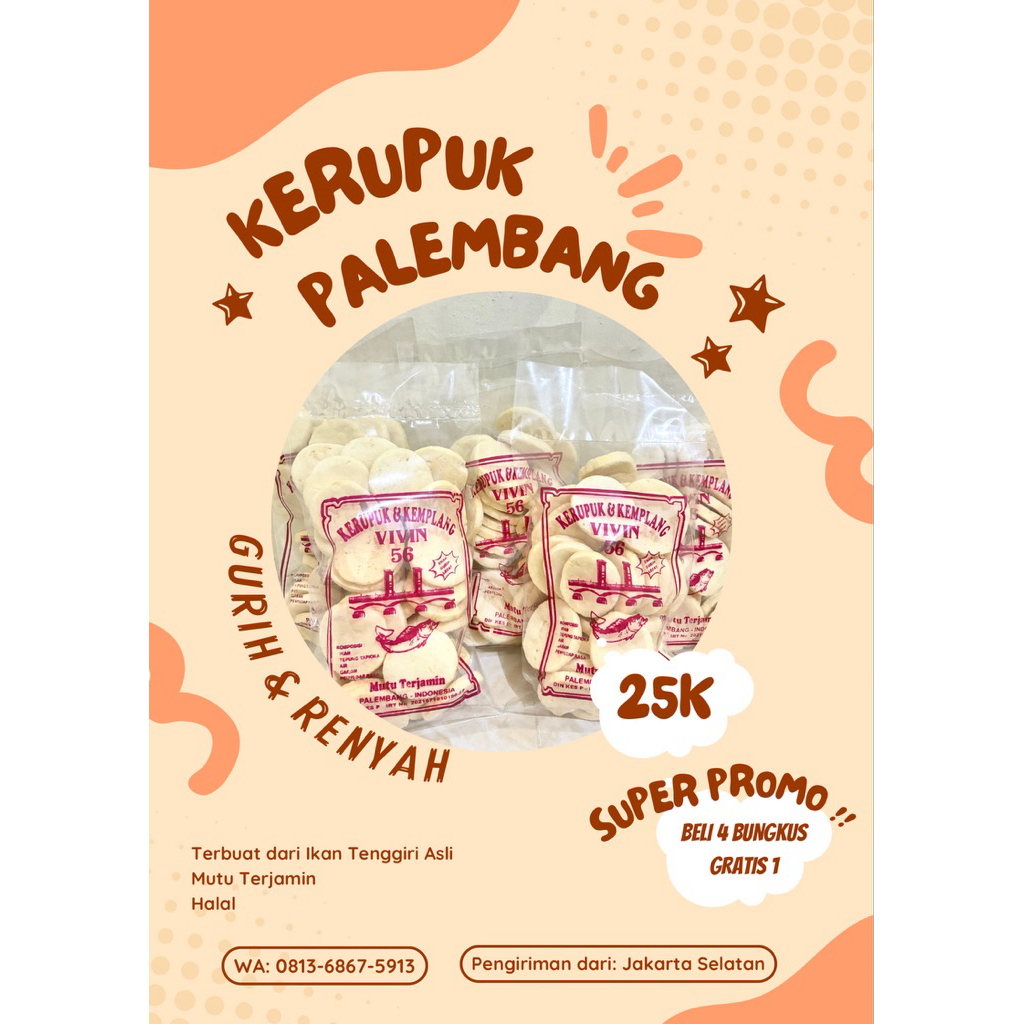 

Kerupuk Kemplang Palembang Asli Ikan Tenggiri (Paket 200.000 isi 10)