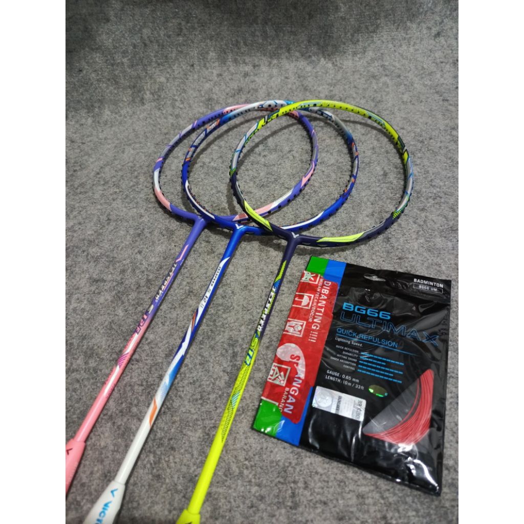 Raket badminton jet speed 12 32lbs siap pakai bonus tas dan grip