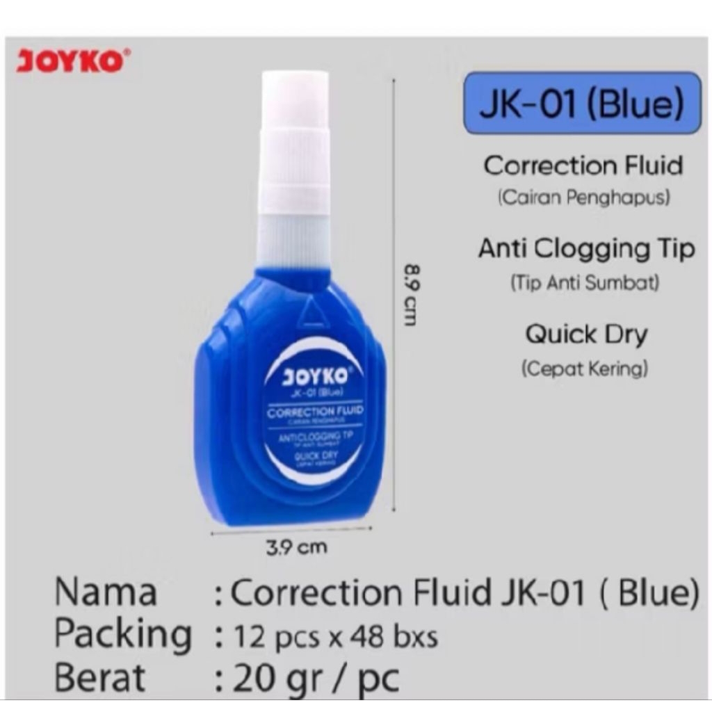 

TIPE X CAIR JOYKO JK - 01 / PENGHAPUS CAIR MURAH HARGA SATUAN