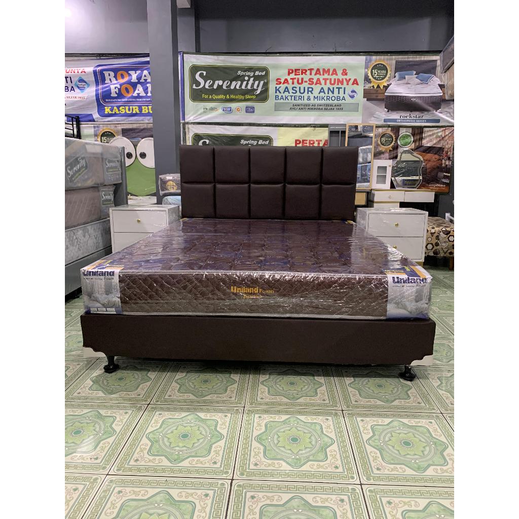 Paket Fullset Kasur Busa Uniland Superior Quilting + Divan Sandaran.