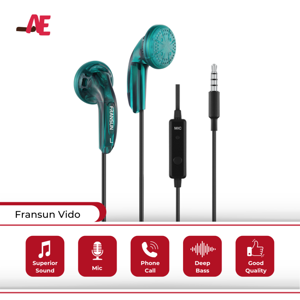 Earbud Fransun New Vido with Mic Original - Kere Hore Legend Earphone (Original Earphone)