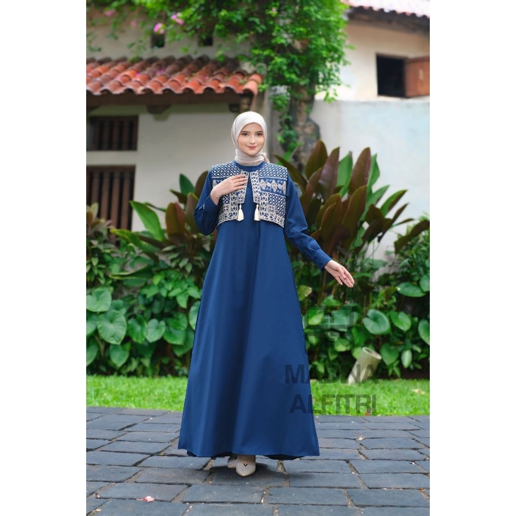 Gamis Guzel Madina Alfitri Bordir Bahan Katun Toyobo