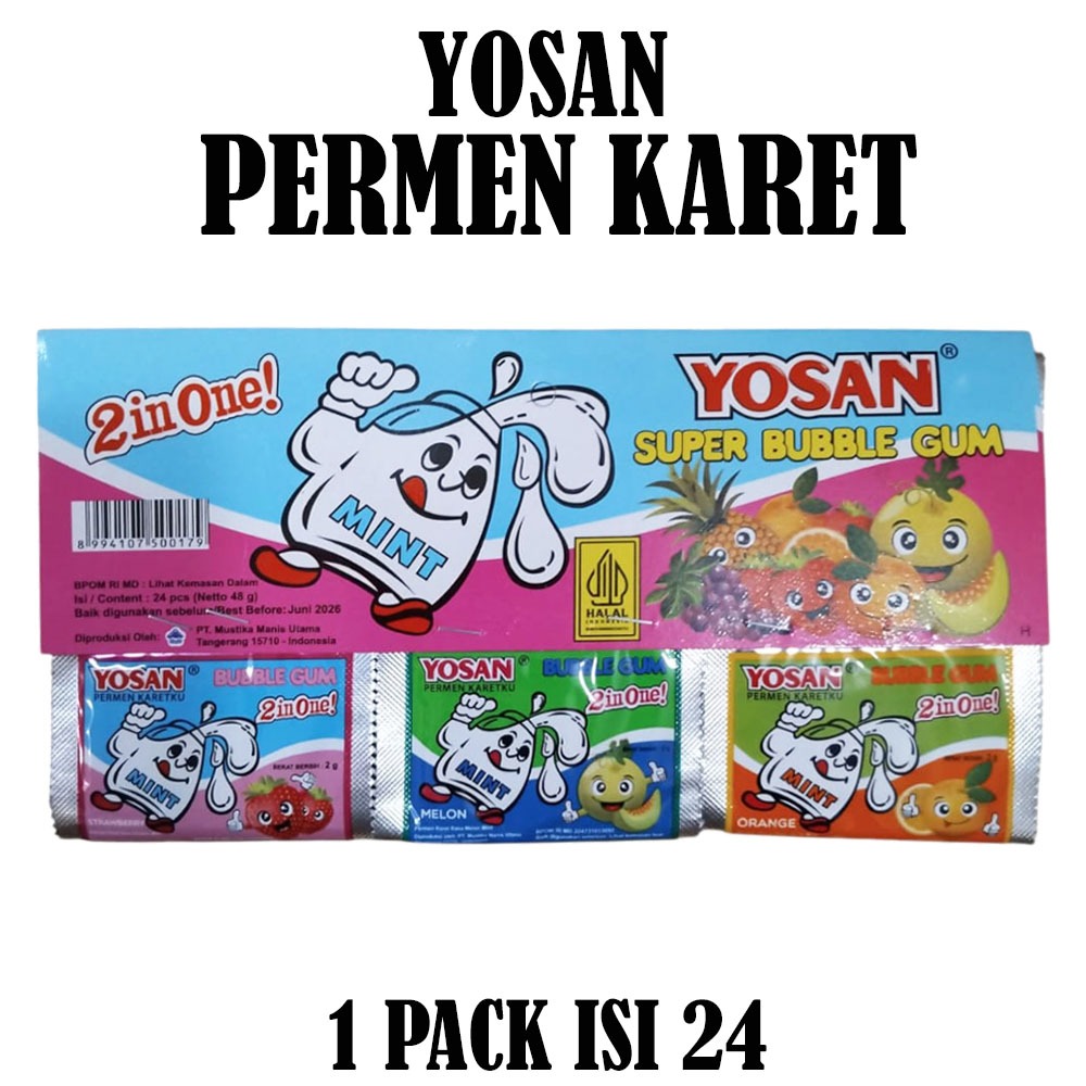 

YOSAN PERMEN KARET SUPER BUBBLE GUM 2 IN1 ISI 24
