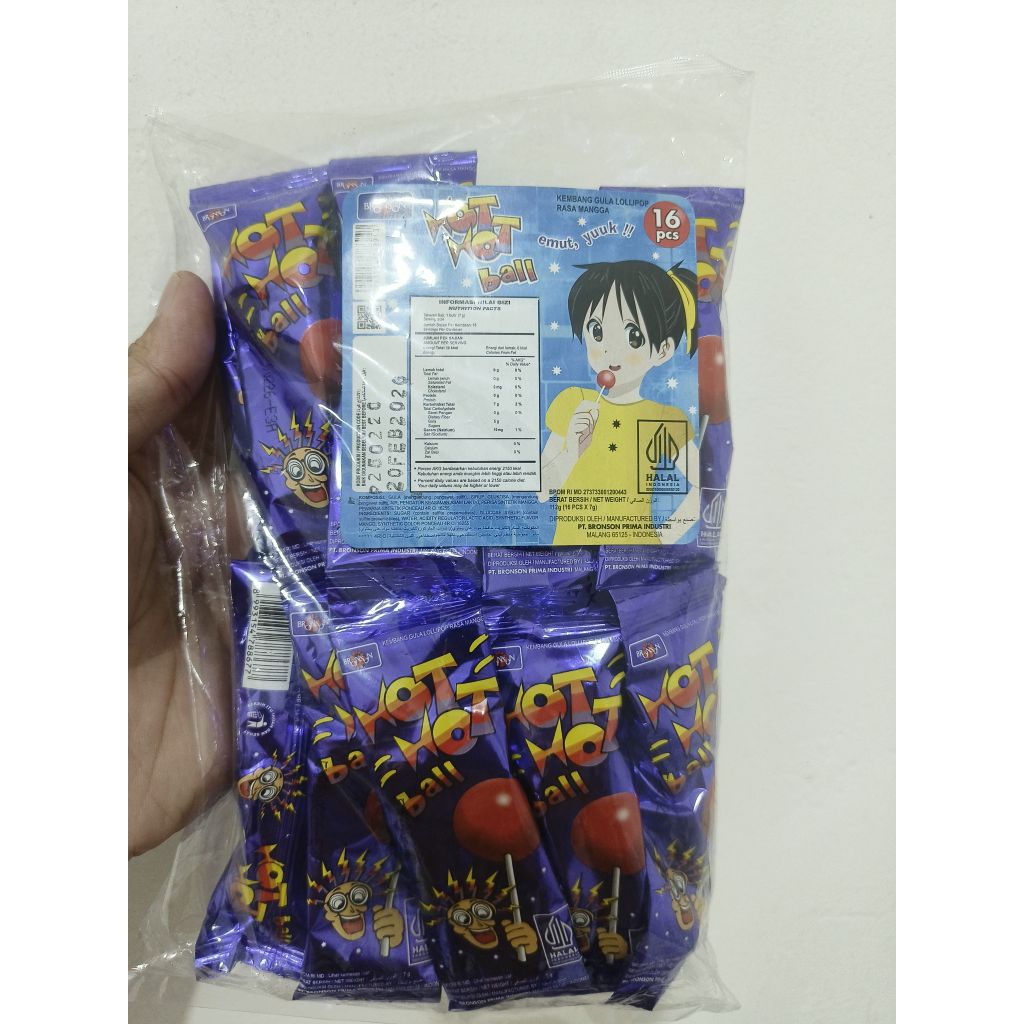 

Permen Hot Hot Ball Kembang Gula Lollipop Rasa Mangga Kemasan 1 Bungkus isi 16 Pcs