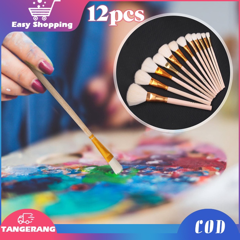 

KODE X36J 12pcs Kuas Bulu Domba Kuas Kayu Kue Kuas Kue Kering Pastry Brush Kuas Olesan Mentega