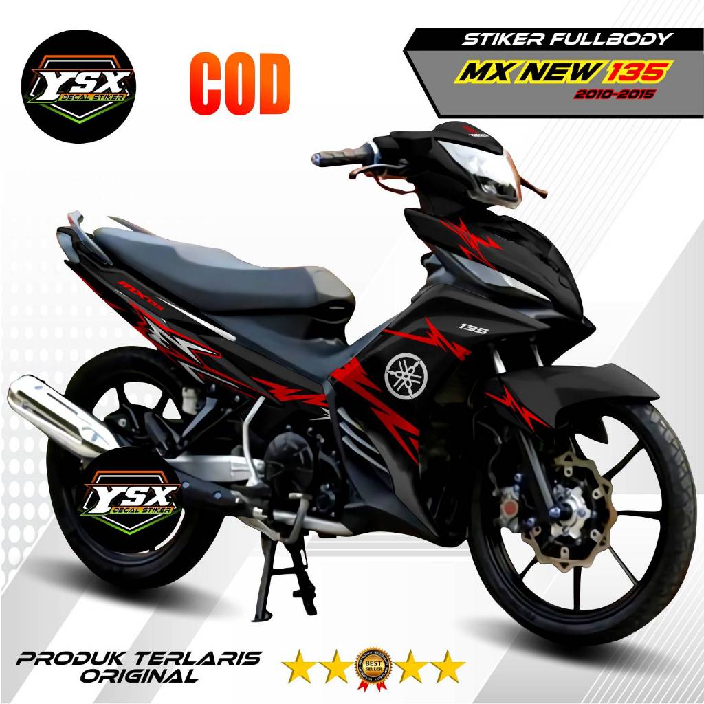 Decal Mx New 135 Sticker Fullbody Desain Petir Basic Hitam