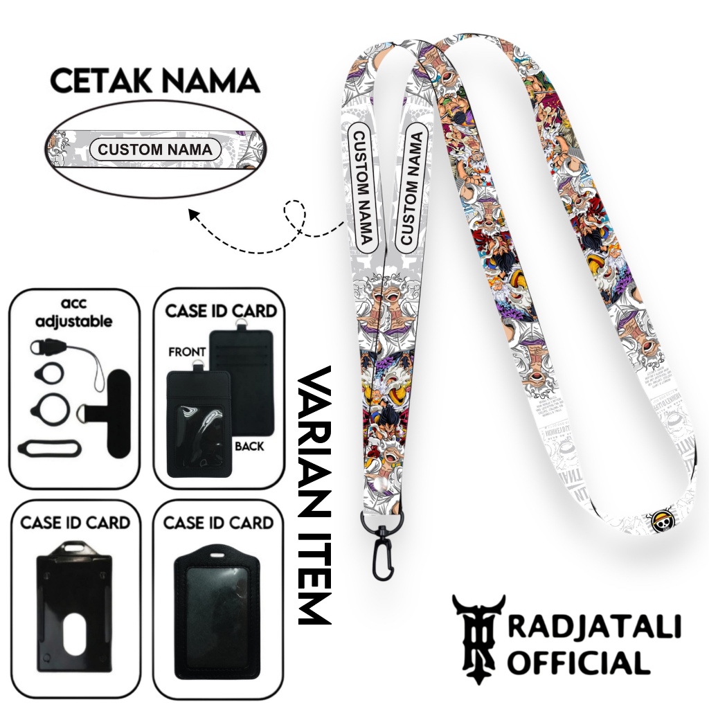 

Lanyard Custom Nama One Piece Series V4 Size 1,5cm Bisa Request Nama Full Printing 2 Sisi Gantungan Card Holder Tali Lanyard Hp Custom