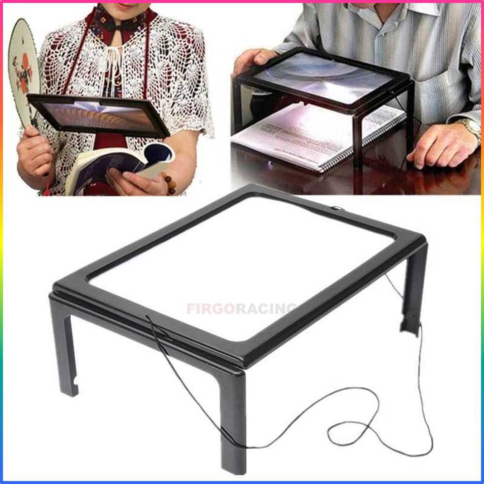 

Kaca Pembesar Bentuk Meja untuk Baca Magnifier with 4 LED 3X - HL-A4