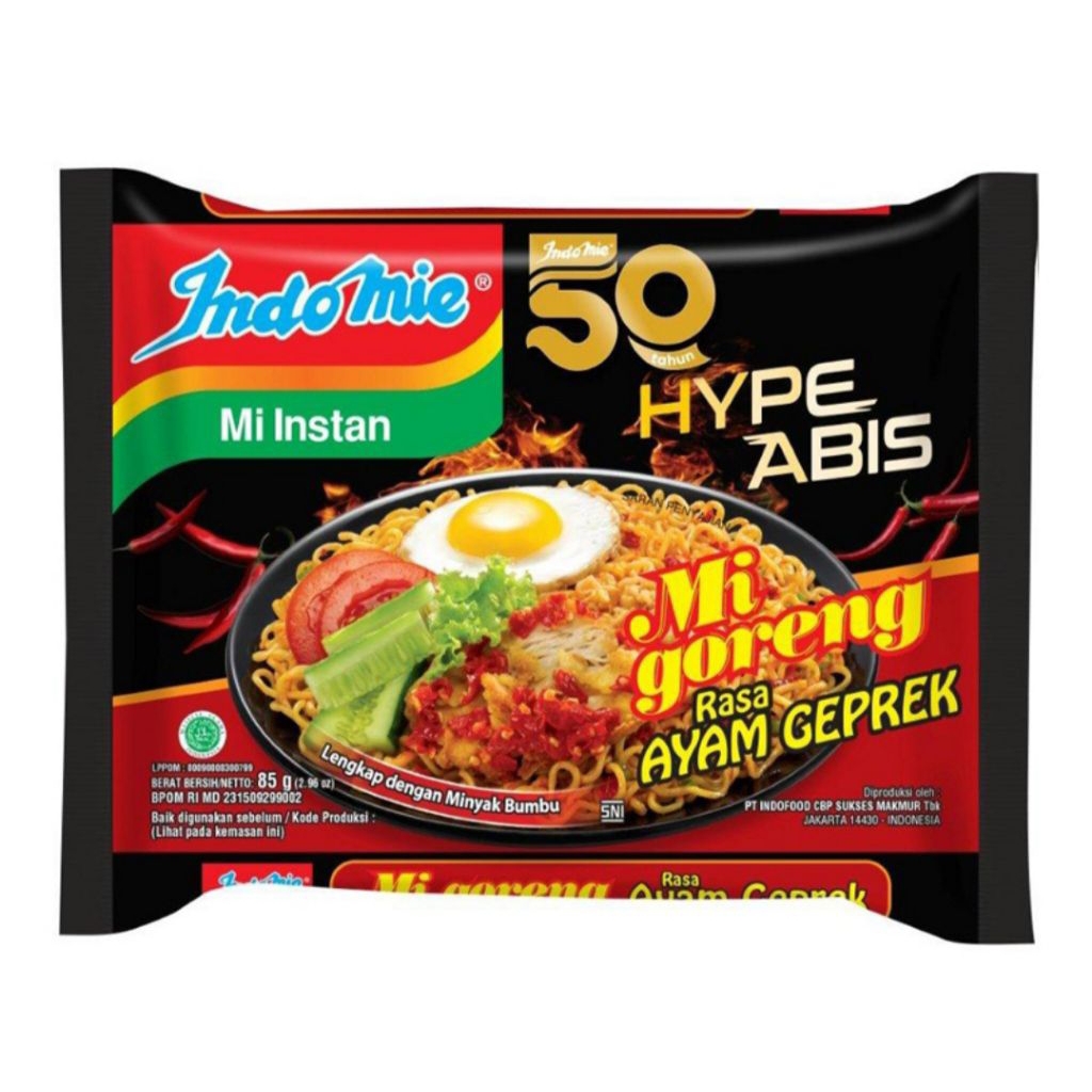 

Indomie Hype Abis Mi Instan Mie Goreng Ayam Geprek 85 g