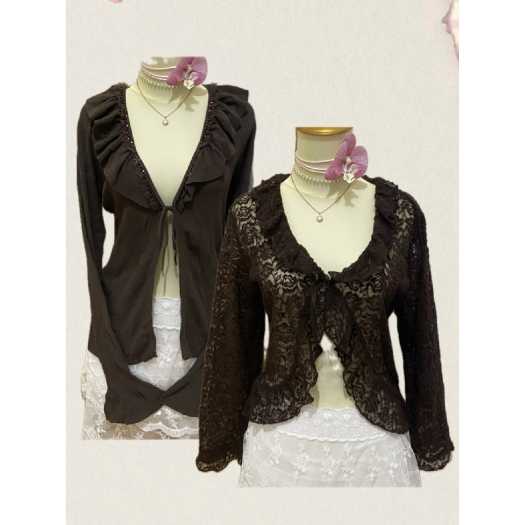 Thrift Baju Katun Coqquete Vintage Shoujo Morikei Rosa Cheri Axes femme, Liz lisa