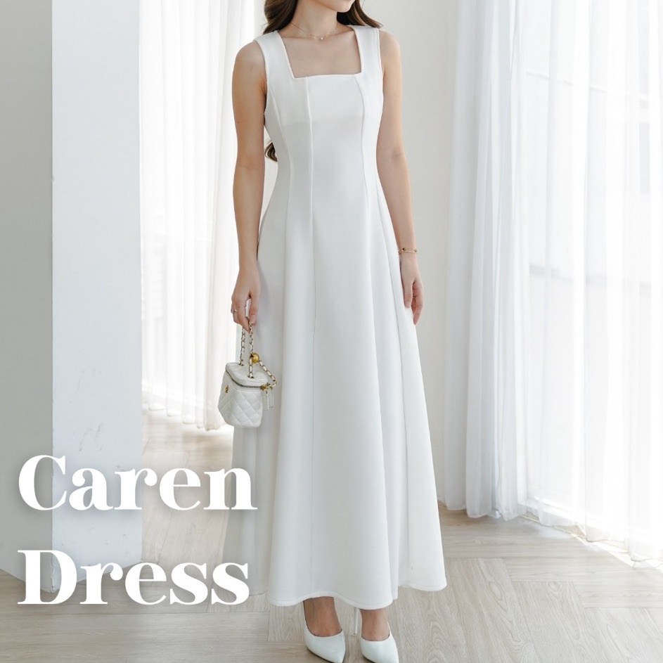 Dress Party Caren Dress  Party Dress Midi Maxi Polos Wanita