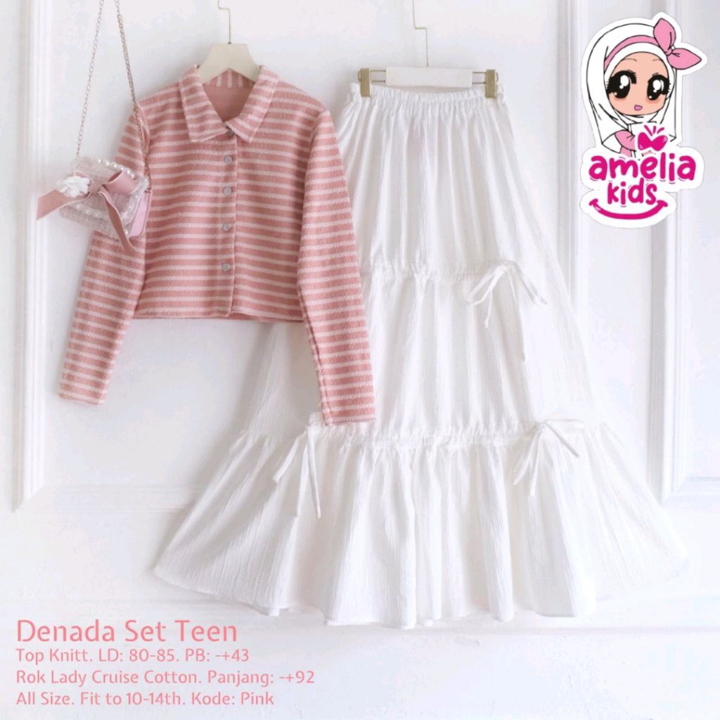 Baju Setelan Anak Pita Set Kids By Amelia Untuk Usia 5-7 Tahun ( Bisa COD ) Denada Set Rok