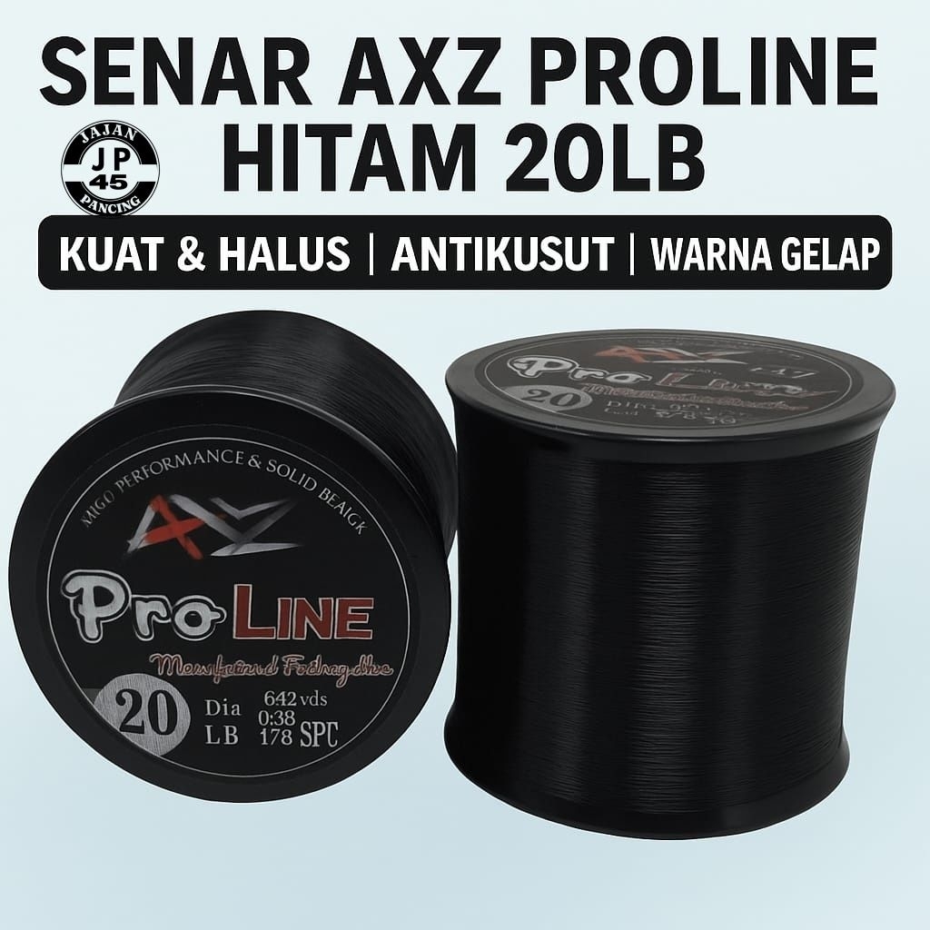 Senar AXZ PROLINE Hitam | Kuat, Licin, Anti Kusut | Senar Pancing Warna Gelap Terbaik